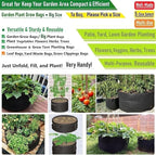 3-Pack 50 Gallon Thickened Plant Grow Bags Large (30x16 in) Heavy Duty Fabric Plant Pots Garden Bag for Potato,Tomato Planter,Herbs Veggies Planting,Flower Pots,Barrel Planter,Leaf Bag,Yard Waste Bags