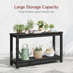 Stoog Outdoor Console Table, All-Weather 2-Tier Patio Console Table with Adjustable Feet, Low Maintenance, for Backyard, Garden, Entryway, and Deck, Black