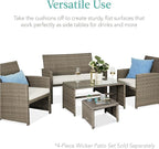 Best Choice Products Set of 2 Wicker Ottomans, Multipurpose Outdoor Furniture for Patio, Backyard, Additional Seating, Footrest, Side Table w/Removable Cushions, Steel Frame - White Sand/Taupe