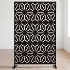 Decorative Fence Privacy Screen, 1-Panel Metal Divider, Black Hexagonal Star