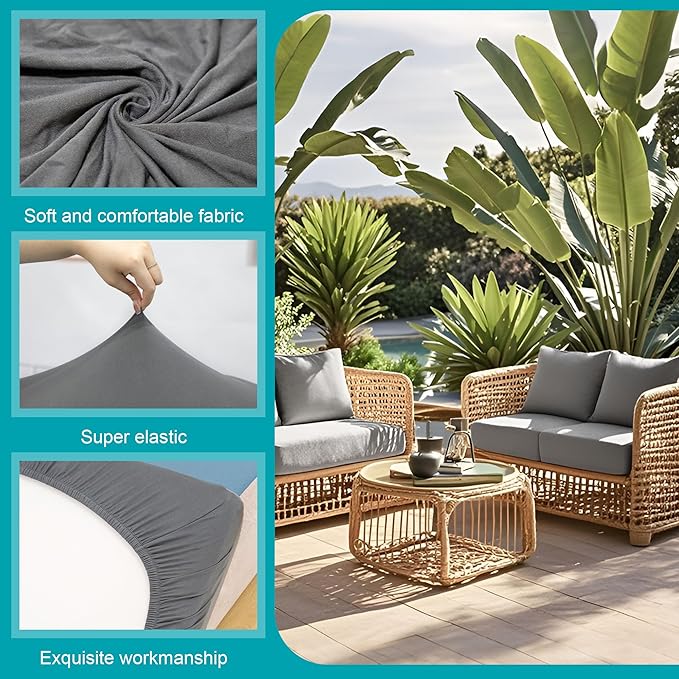 Cushion Covers 12 Pack Stretch Grey Outdoor Patio Sofa Slipcovers