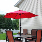 Sunnydaze Outdoor Patio Umbrella - Polyester Table Market Umbrella with Push-Button Tilt and Crank - 6 Sturdy Ribs - Red - 7.5ft