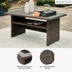 Signature Design by Ashley Brook Ranch Casual Outdoor Multi-use Table with 1 Fixed Shelf, Dark Brown & Gray