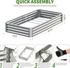 Galvanized Raised Garden Bed,Outdoor Planter Box Metal Patio Kit Planting Bed for Vegetables Flowers Herb (Galvanized, 6x3x1ft-2p)