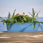 Bloem Dayton 24" Ocean Blue Recycled Plastic Rectangle Window Box Planter with Saucer Tray for Indoor and Outdoor Gardening
