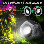 Solar Rock Lights Outdoor, Angle Adjustable Solar Lights Outdoor Waterproof, LED Solar Garden Lights, Auto On/Off Landscape Lighting for Yard, Pathway, Patio, Flower Bed - White Glow (Stone Gray)