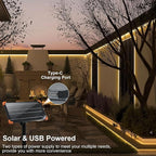 DBFAIRY 50Ft Solar LED Strip Lights Outdoor, Large Capacity Solar Powered Light Strip Auto On/Off with Remote Timer 8 Lighting Modes for Pathway Patio Pool Camping Decor, 2700K Warm White
