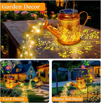 Solar Powered Hummingbird with Flowers Watering Can Lights Waterproof Outdoor Garden Decor with Shepherd Hook, Hanging Lights for Yard, Porch, Backyard Perfect Christmas Gift for Women, Mom, Grandma