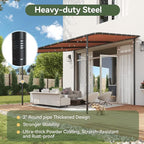 Aoxun 10x12 Lean to Gazebo Outdoor Pergola with Water Resistant & UV-Resistant, Wall-Mounted Canopy Sloped Roof Awning for Patio Backyard, Deck, or Garden Khaki