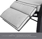 Grand patio Outdoor Recliner Chair Patio 150° Lay Flat Recliner with Flip Table Wicker Reclining Lounge Chair, Griege