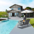 Outdoor Chaise Lounge Chair Set of 2, Foldable & Assemble-Free, 6 Adjustable Positions, Durable Rust-Resistant Frame, Portable Outdoor Pool Lounge Chairs for Pool Patio Beach, Black