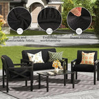 Outdoor Cushion Covers, 8-Piece Black Set with Water-Repellent Polyester Blend