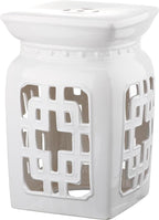 Safavieh Castle Gardens Collection Beijing Filigree Antique White Glazed Ceramic Garden Stool