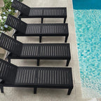 Nestl Patio Chairs - Black Chaise Lounge Chair Outdoor, 5-Position Adjustable Sun Tanning Chair, Waterproof Pool Lounge Chairs Set of 4, Reclining Lawn Chair, Lightweight Outdoor Lounge Chairs