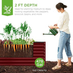 Best Choice Products 8x4x2ft Outdoor Metal Raised Garden Bed, Deep Root Planter Box for Vegetables, Herbs & Flowers, 478-Gallon Capacity, 100% Non Toxic Materials - Royal Red