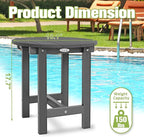 Y&M Outdoor Side Table, Waterproof Four-Legged Round Entryway End Table, Single-Tier HDPE Modern Small Coffee Nightstand for Bedroom, Living Room, Patio, Indoor or Outdoor Use, Dark Gray
