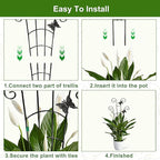 COOMIN 30'' Monstera Plant Support Outdoor, Metal Expandable Plant Supports for Indoor Plants, 4P Garden Trellis for Climbing Plants Indoor - Ivy, Pothos, Philodendron, Hoya