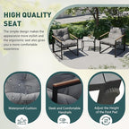 Outdoor Wicker Patio Furniture Set, Rattan Sectional Sofa Set with Thick Cushions (Grey, 3 Piece Conversation Set)
