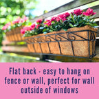 LaLaGreen Wall Mounted Planters - 30 Inch, 2 Pack Window Flower Pot Attach to House Outdoor, Balcony Plant Pot Over The Rail, Deck Railing Hanging Coco Liners, Metal Horse Troughs Fence Patio Porch