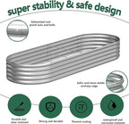2PCS 8x2x1FT Galvanized Raised Garden Bed Kit,Vegetable Boxes-Oval Metal Flower Box,Large Planter Raised Beds Outdoor Garden for Planting,Fruit,Herb-Silver