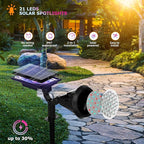 Solar Color Spot Lights Outdoor, 21 LEDs Color Changing Outdoor Lights, IP67 Waterproof RGB Multicolor Yard Solar Spotlights Auto On/Off for Pathway Garden Pool Patio Tree