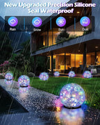 Coroor Garden Solar Ball Lights Outdoor Waterproof, 30 LED Cracked Glass Globe Solar Power Ground Lights for Path Yard Patio Lawn, Christmas Decoration Landscape Colorful (2 Pack 3.9'')