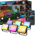 Govee Outdoor Flood Lights 2, RGBIC Warm Cold White LED Lights for Outdoor Decorations, 50 Scene Modes, Landscape Lighting, Upgraded IP66 with App Control, Wired 6 Pack