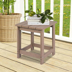 LZRS Adirondack Square Outdoor Side Table for Patio, Pool Composite Patio Table,HDPE End Tables for Backyard,Pool, Indoor Companion, Easy Maintenance & Weather Resistant(Weathered Wood)