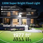Olafus 130W Flood Light Outdoor, Switch Controlled 13000LM LED Security Light, IP65 Waterproof Outside Floodlight with 5 Adjustable Heads, 6500K Exterior Flood Light Fixture Wired, No Motion Sensor