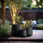 Kante 15.3"+11.6"+8.2" Dia Round Concrete Planter, Large Outdoor Indoor Planter Pots Containers with Drainage Holes and Rubber Plug for Home Garden Patio, Black