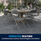 Flash Furniture Hercules Series Plastic Folding Chair - Grey - 4 Pack 650LB Weight Capacity Comfortable Event Chair-Lightweight Folding Chair