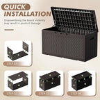 Devoko 100 Gallon Deck Box, Waterproof Resin Outdoor Storage Box with Cushion for Outside and Patio, Large Outdoor Storage Bench Cabinet Lockable for Patio Furniture and Garden Tools (Deep Brown)