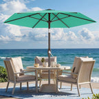AreShark 7.5FT Patio Umbrella Table Market Umbrella with 6 Sturdy Ribs, Button Tilt/Crank Heavy-Duty Round Outdoor Umbrellas for Garden, Deck, Backyard,and Pool, Aruba Blue