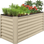 Best Choice Products 4x2x2ft Outdoor Metal Raised Garden Bed, Deep Root Box Planter for Vegetables, Flowers, Herbs, 119 Gallon Capacity, 100% Non Toxic Materials - Beige
