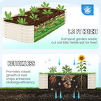 Quictent Raised Garden Bed Kit Oval Galvanized Metal Planter Box Tall for Vegetables Outdoor Backyard, Strengthened by Crossbar, Beige 8x4x1.5 ft