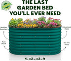 Plant & Plot Galvanized Raised Garden Beds Outdoor // 4×2×2 ft Planter Raised Beds for Gardening, Vegetables, Flowers // Large Metal Garden Box (Dark Green) // Patented Tool-Free Design