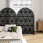 Casaphoria 72" H x 47" W Arched Metal Privacy Screen - Elegant Freestanding Outdoor Screen for Deck, Patio & Balcony - Versatile Decorative Privacy Panels for Home & Garden Use (Black-Star)