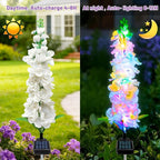 Solar Garden Lights, Delphinium Flowers 2 Pack 40 LEDs, Waterproof Outdoor Lights Two Lighting Modes for Wedding Party Garden Yard Patio Lawn Decor and Gift for Mother