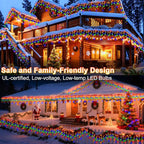 String Lights, 33 FT Black Wire with 400 Multicolor LEDs, 8 Modes