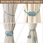 Hion Magnetic Curtain Tiebacks Gray Blue 6 Pack, Curtain Tiebacks Buckles Holdbacks Holders Hooks Clip for Home Bedroom Office Decorative Thick or Thin Curtain