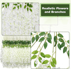 Artificial Flowers Wisteria Vine, 75 Pack, White Silk