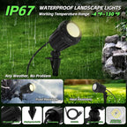 Spotlight Outdoor – 120V Plug-in, 2700K Warm White LED Landscape Spot Lights with RGB 3 Lenses for Yard, Garden, Lawn&Tree Decor, IP67 Waterproof, Perfect for Holidays&Everyday (2 Pack, Black)