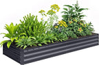 Outsunny Galvanized Raised Garden Bed, 8' x 3' x 1' Metal Planter Box, for Growing Vegetables, Flowers, Herbs, Succulents, Gray