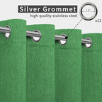 Easy-Going Linen Look Outdoor Curtains Waterproof Windproof Porch Curtains, Soft Thicken Outdoor Privacy Curtains for Patio, Gazebo, Grommet Top and Tab Bottom Drape, 1 Panel, 110x84 inch, Green