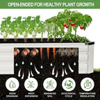 Galvanized Raised Garden Bed Outdoor | Metal Raised Garden Bed for Gardening 2Pack | Large Planter Box for Vegetables Flowers Fruits | Easy Assembly & Safety Design Flower Beds 12x2x1ft White