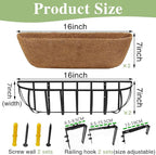 English Inviting Horse Trough Balcony Planter With Coconut LinerMetal Wall-Mounted Planter Box Deck Window Box 16 Inch (2 Pack)