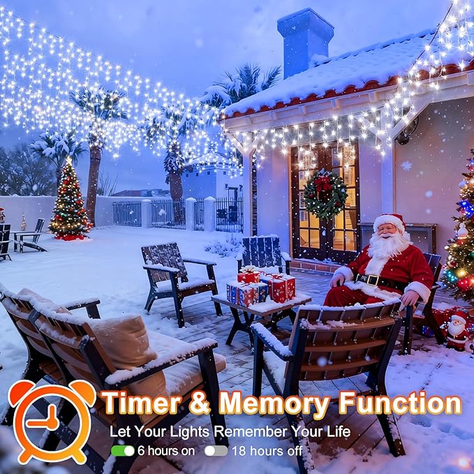 String Lights, 100 ft Outdoor Christmas Lights with 1216 LEDs, Cool White