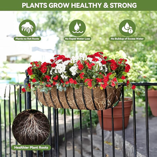 2Pcs Trough Coco Liner 24" Coco Coir Liners for Planters, Liners for Window Boxes Liners, Wall Basket Planters, Railing Hanging Baskets, Garden Planter Baskets
