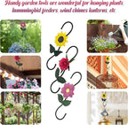 S Hooks for Hanging Plants, Set of 3 Black Metal Plant Hangers, Beautiful and Vivid Plant Hook for Garden Planters, Flower Baskets, Pots, Bird Feeders Outdoor Indoor