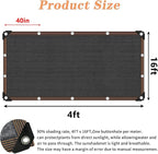 QLOFEI 4x16 FT Shade Cloth with Grommets, 90% Sun Shades Outdoor Patio Mesh Tarp, Easier to Hang Sun Protection Neting Cover -for Garden Greenhouse Pergola Lawn Kennel Chicken Coop